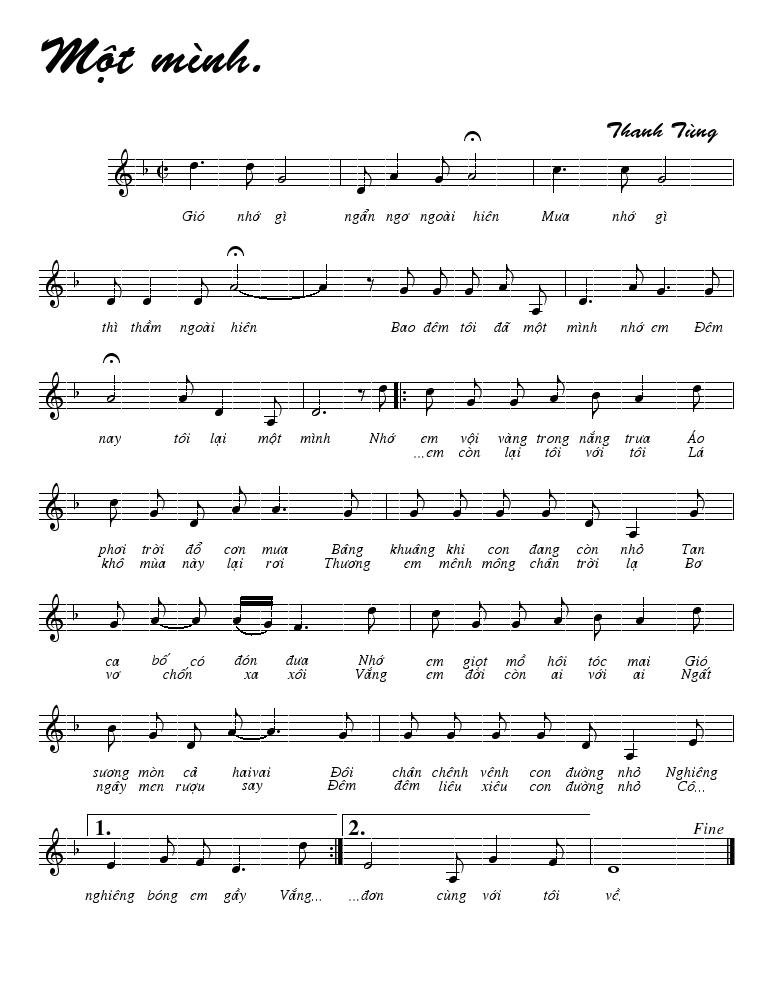 Sheet nhạc Một Mình